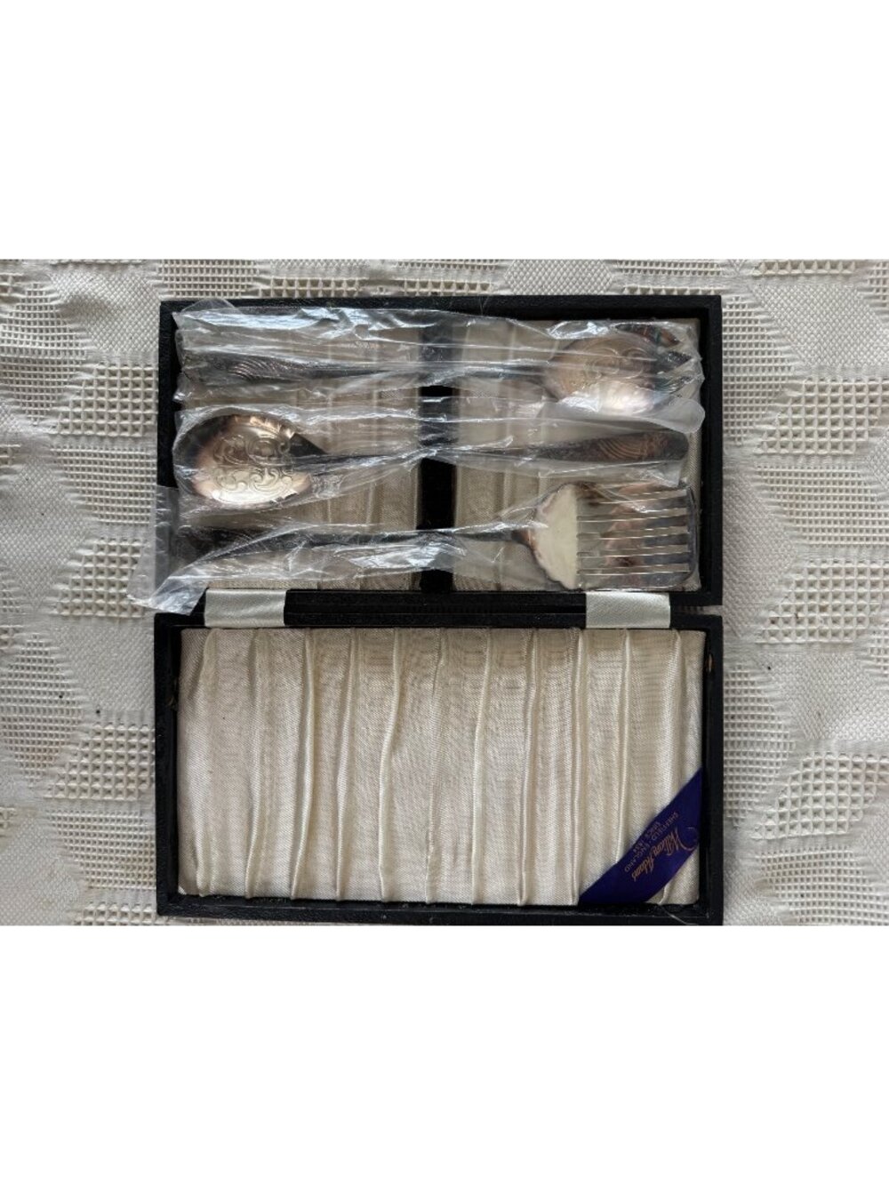 William Adams EPNS Silver Plated 3 Piece Serving Set w Ornate Design and Box